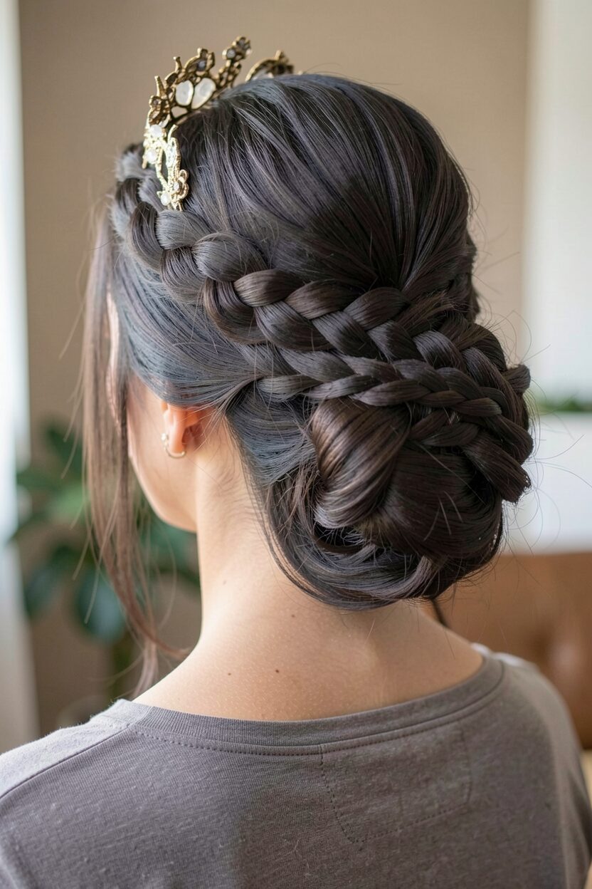 criss crossed braiding crown quince