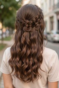 double braid with long curls