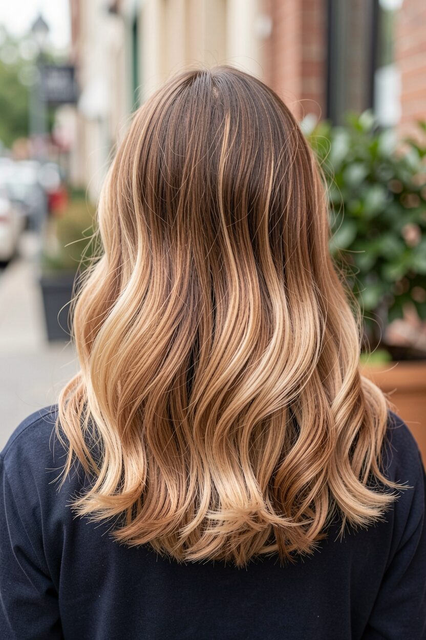 strong ombre with honey blonde