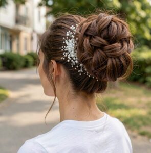 pearl bun braid