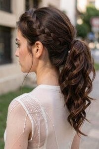 side braid curly ponytail quince