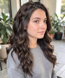 tucked braid long curly