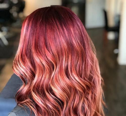 Red Hair with Blonde Highlights bold red with blonde lights