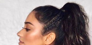 High Ponytail side braid pony