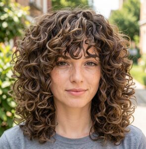 bangs curly shoulder