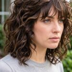 Blunt Bangs Curly Shoulder