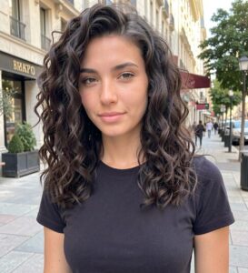 bouncy side part curly