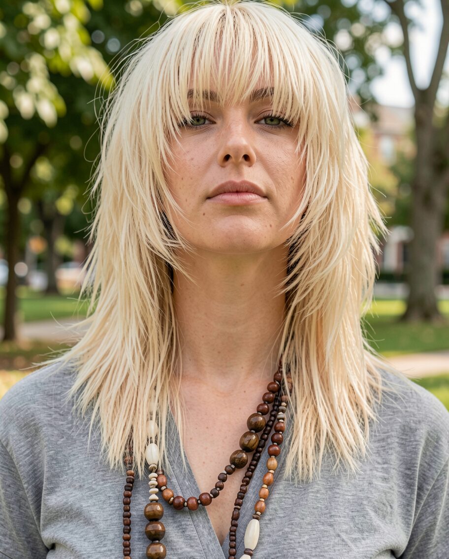 blonde full bang shag