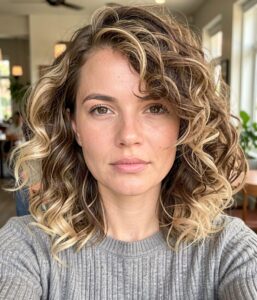 glam shoulder curly