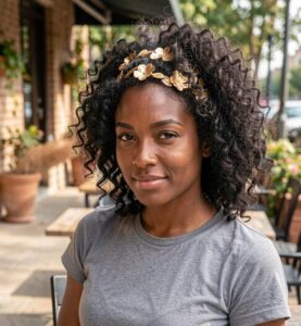 gold headband curly