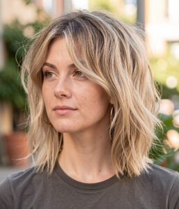 layered split bangs shag