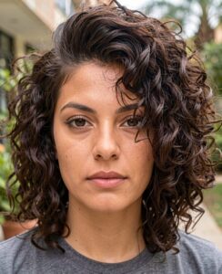 mid length curly hair
