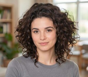 rounded curly hair