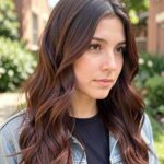 Cinnamon And Chestnut Highlights On Dark Hair