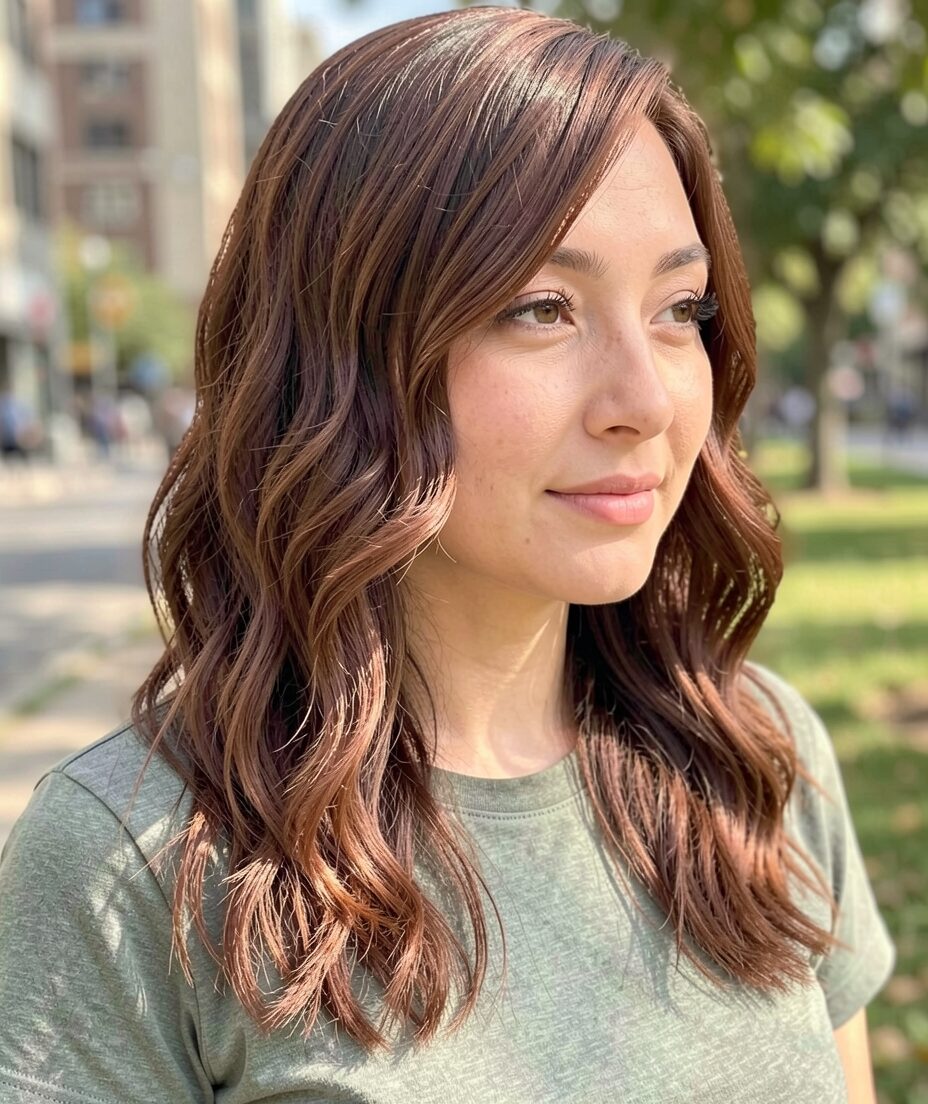 cinnamon brown side part