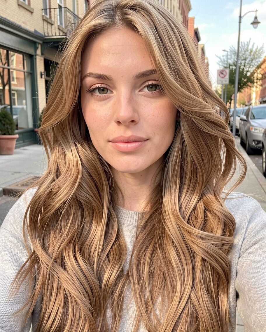 highlighted cinnamon hair