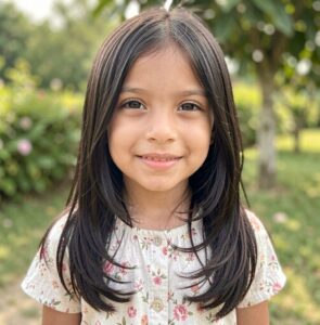 long hair side bangs girl