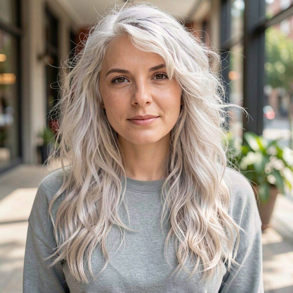 gray long mature hair