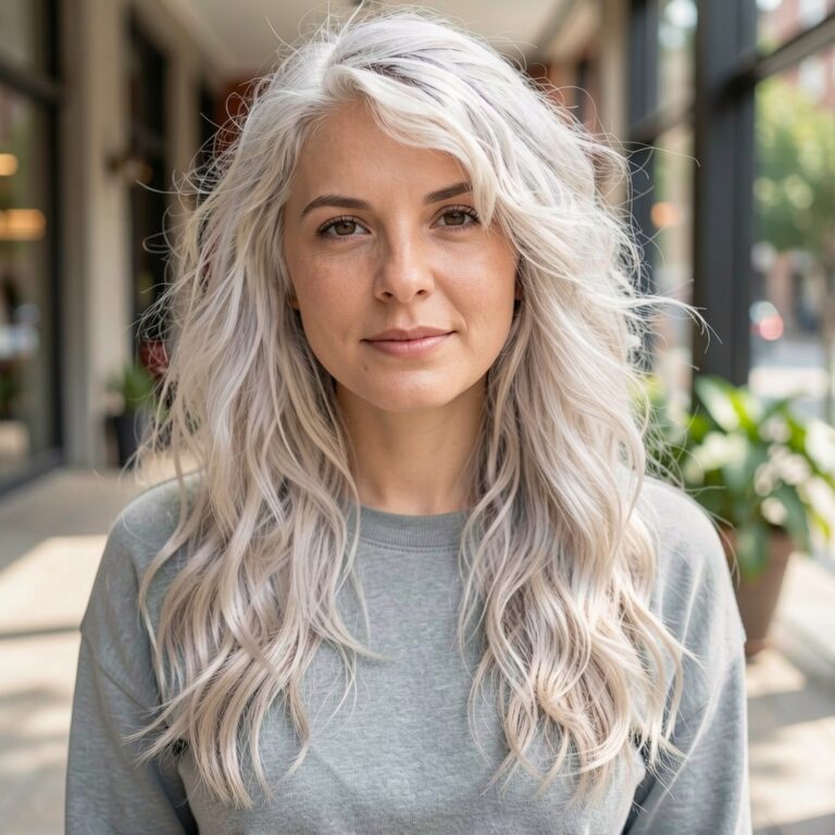 gray long mature hair