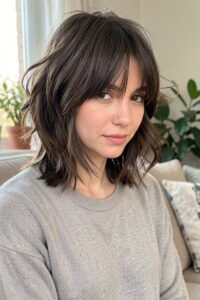 piecey bangs short shag