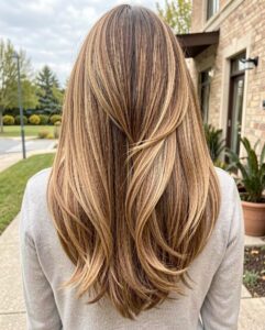Blonde caramel balayage straight hair