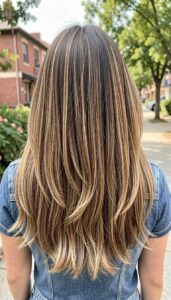 Sunkissed balayage brown hair straight