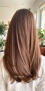 Toffee balayage brown hair straight