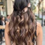 Subtle Low Crown Half Down Updo And Highlights