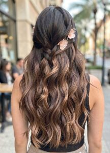 Subtle Low Crown Half Down Updo and Highlights