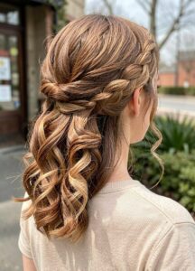 big curls wedding updo