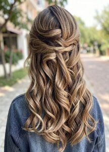 messy half up half down