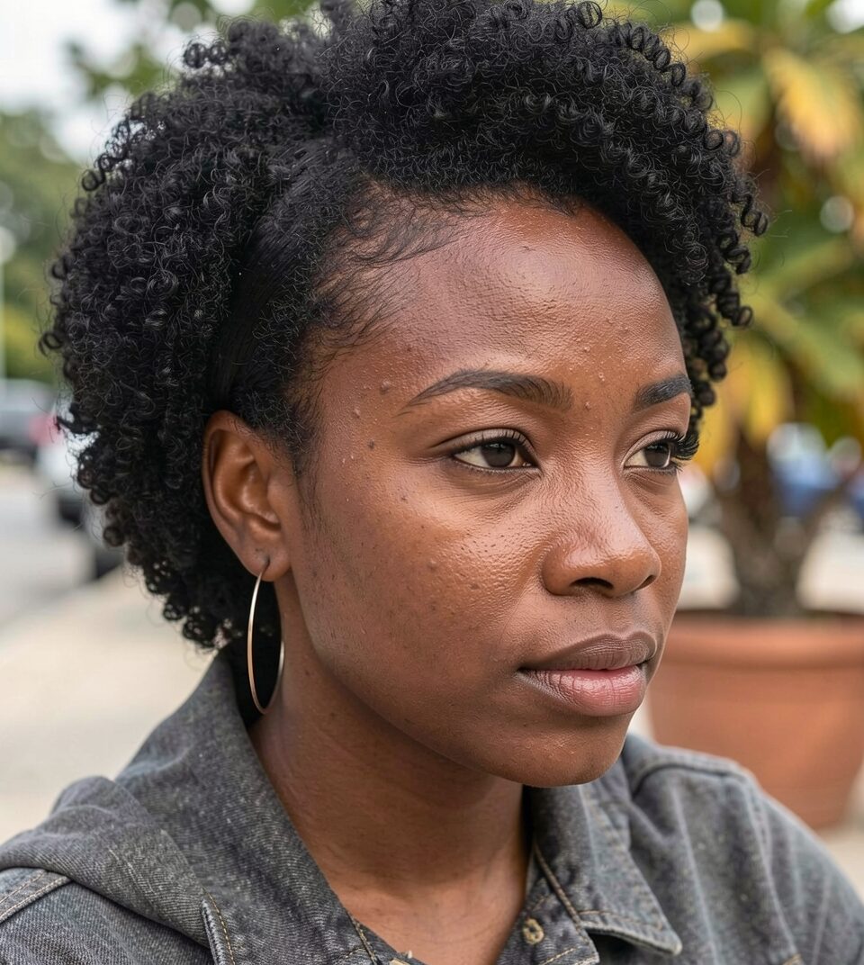 Side Cut Natural Tight Curls