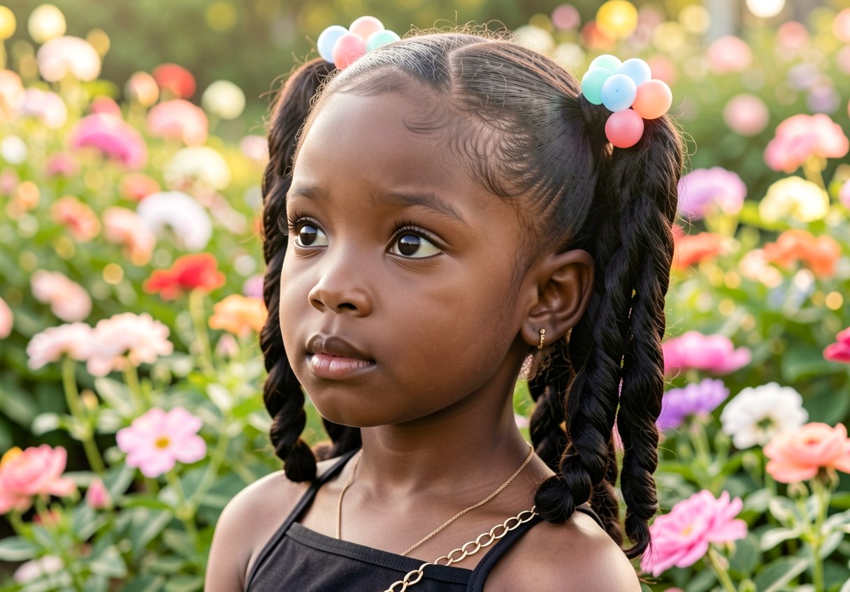 Neat Curly Pigtails black girl hairstyle