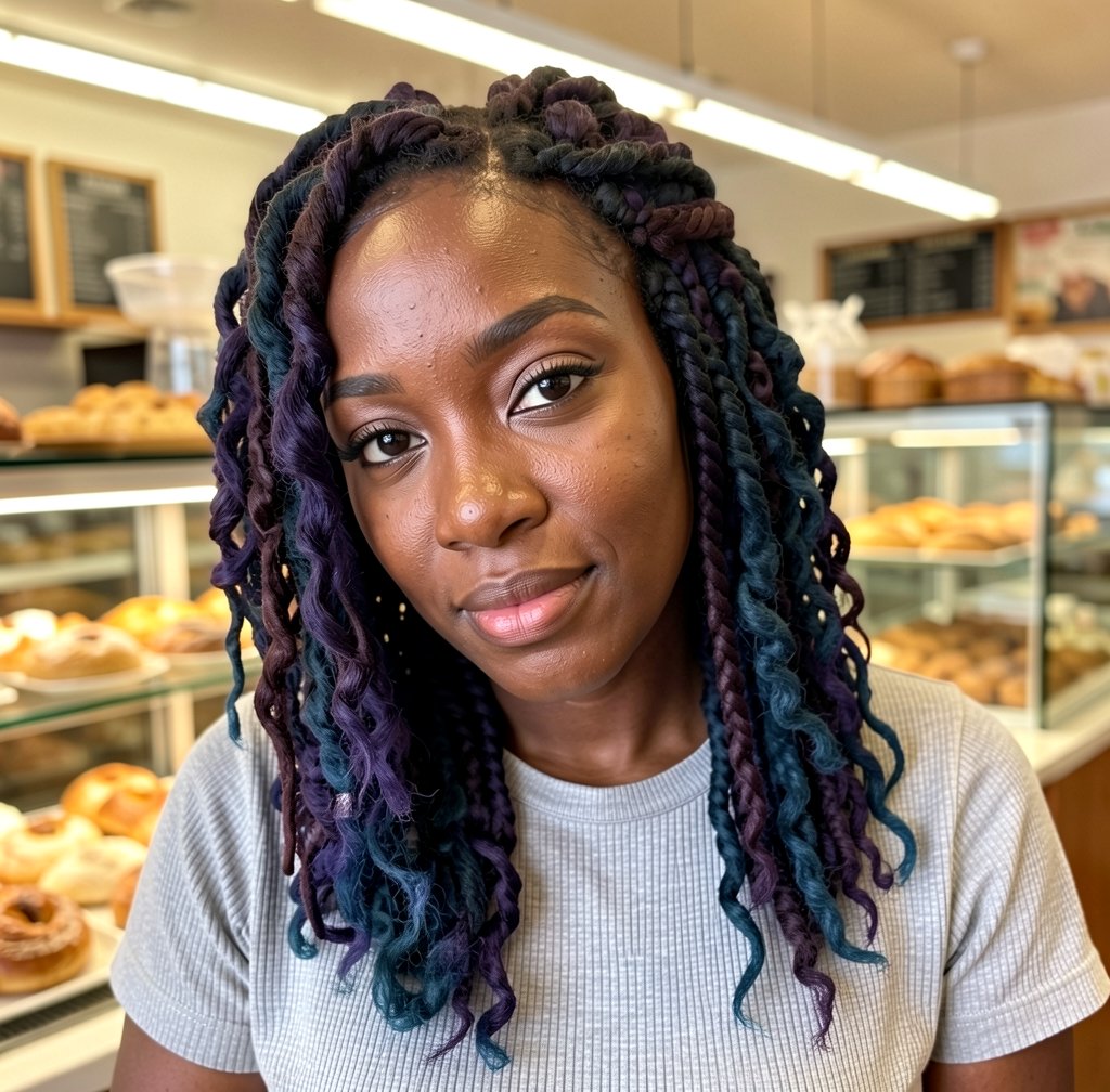 Curly colored locs bob