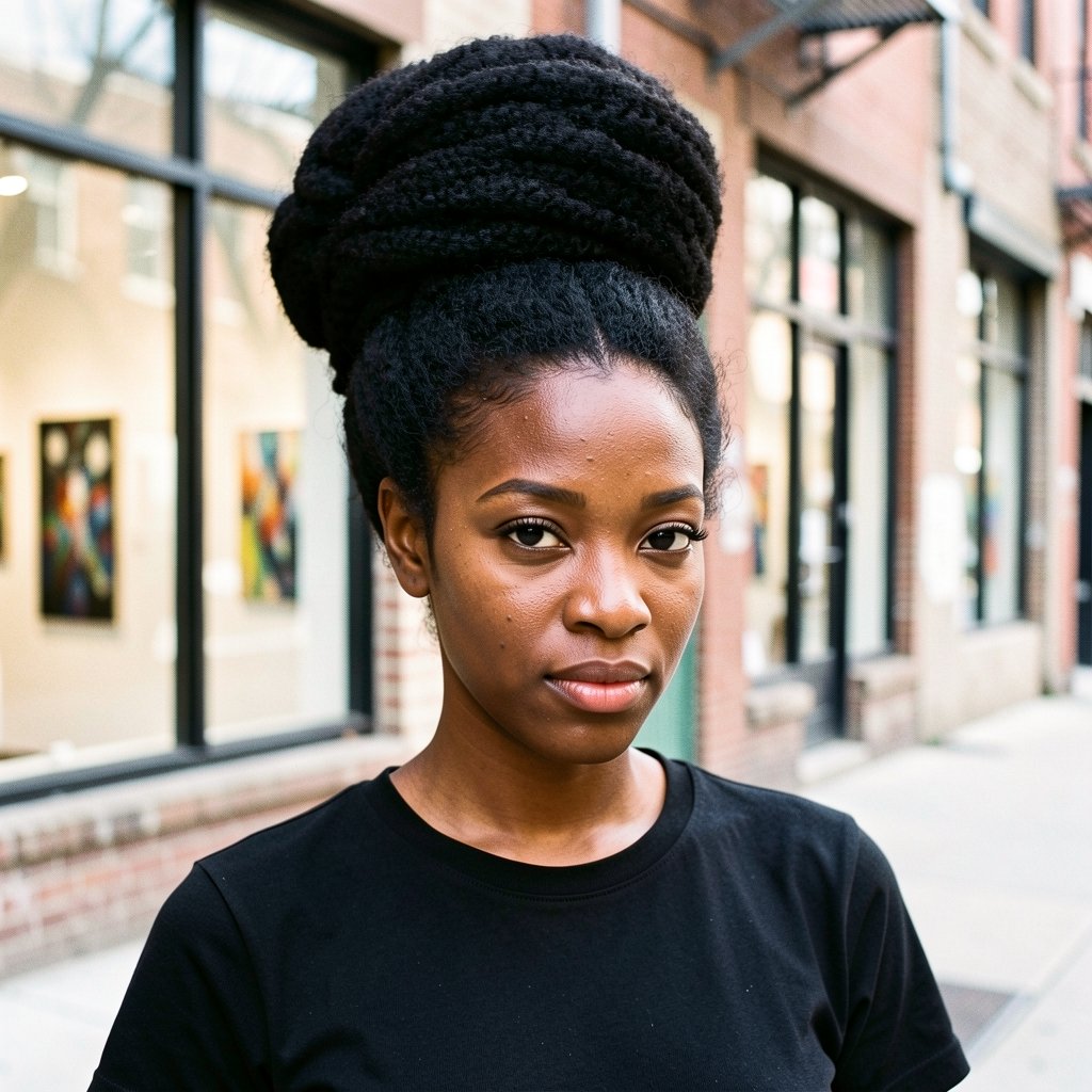 Jumbo High Bun Crochet Braids with Marley Hair