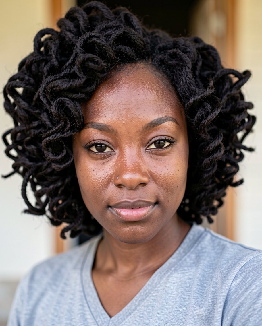 Short curly faux locs crochet