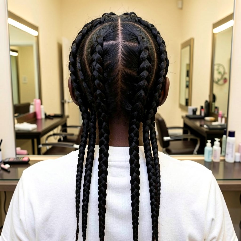 Classic Box Braids with Center Part