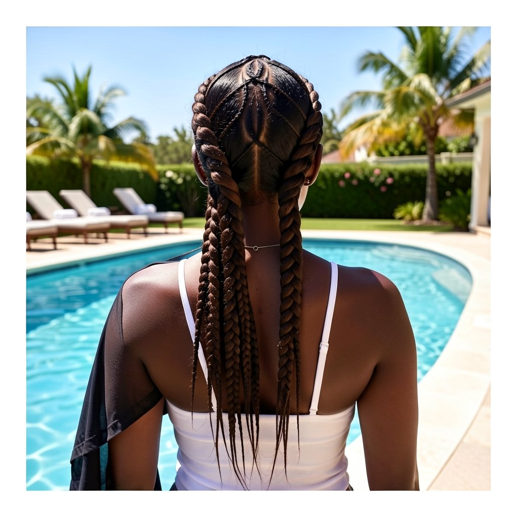 straight-back cornrow braids on thick textured hair