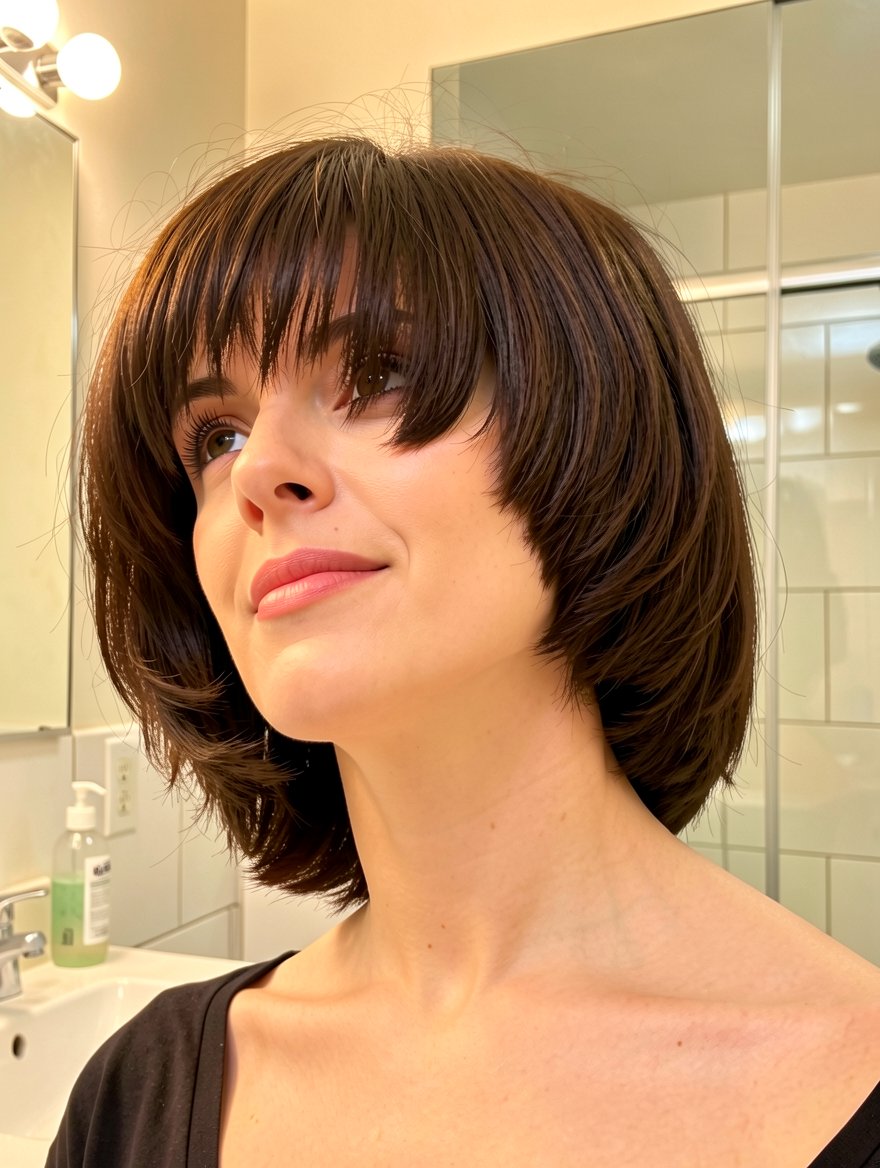 Coupe Pageboy aux Bords Décoiffés et Texturés