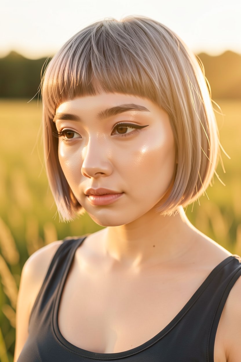 Coupe Pageboy Argentée Lisse