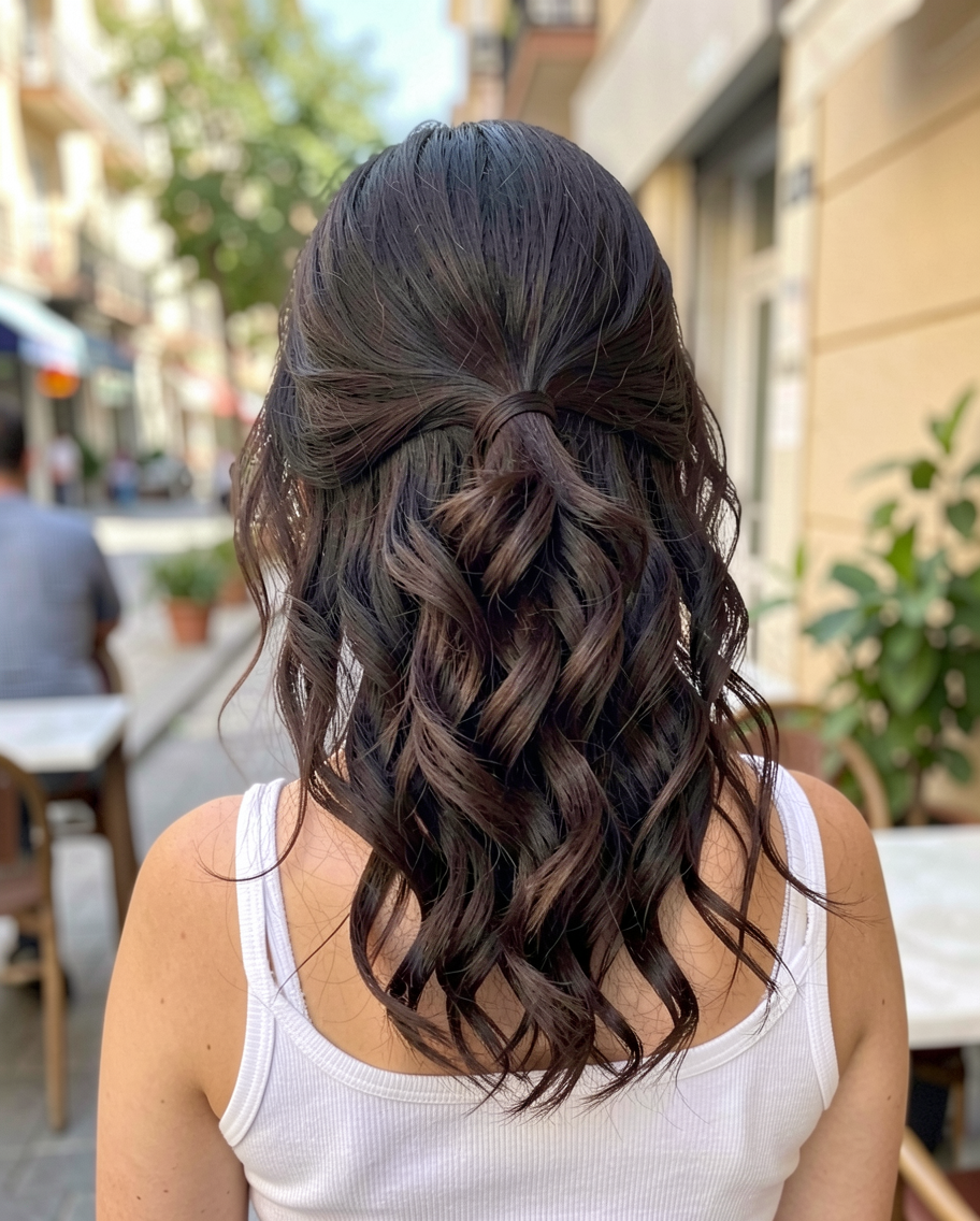 Penteado Grande Cachos Levemente Preso Festa de Quinze Anos
