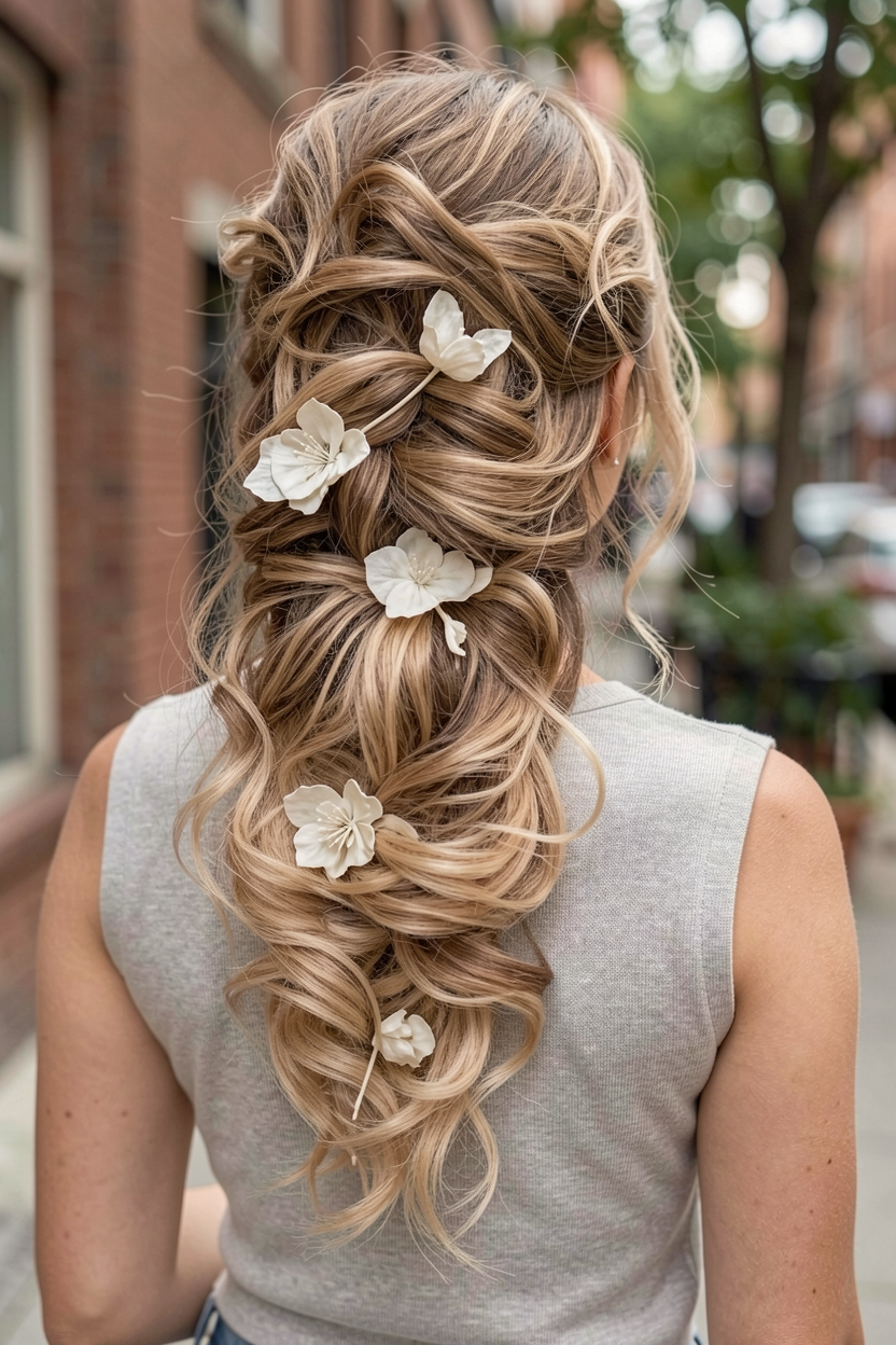 Trança Elevada com Flores