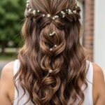 Quinceanera Hairstyles Half Up Twirling Tucked With Florals 35