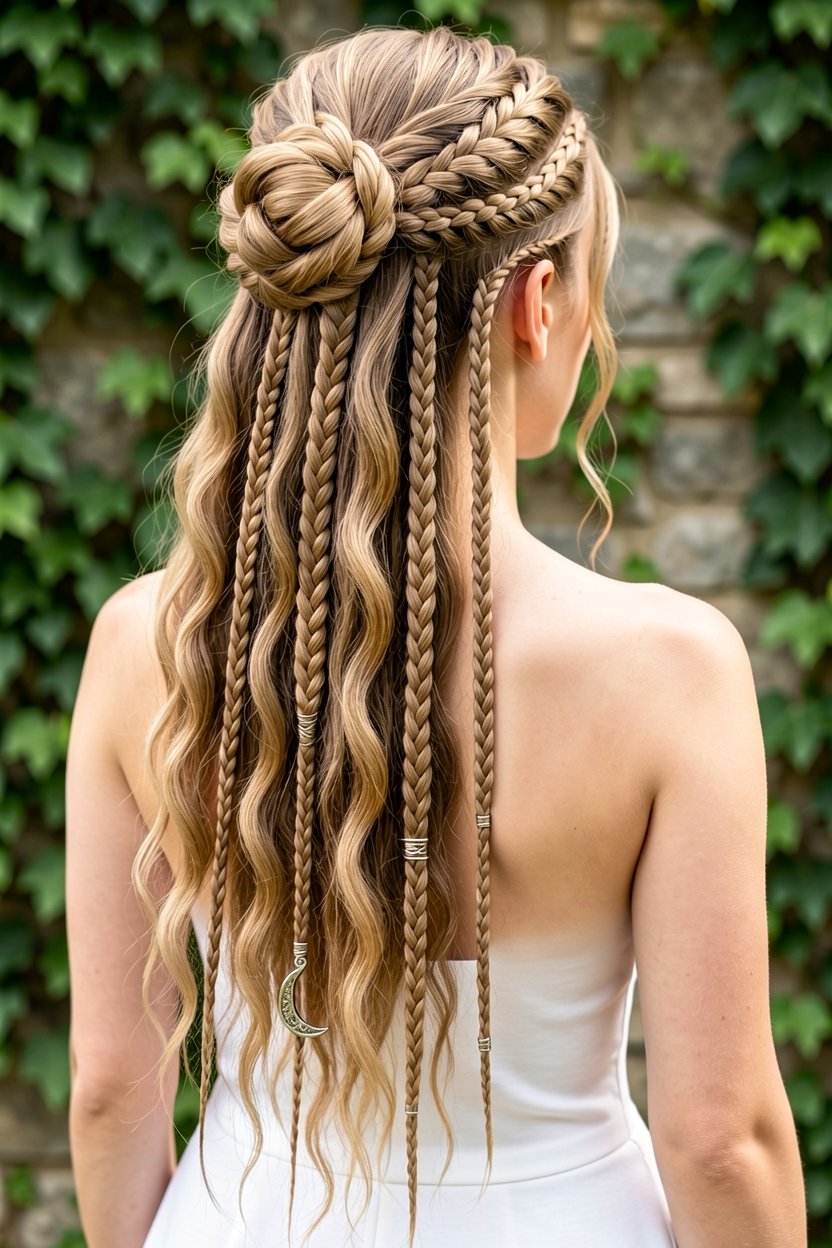 Chignon Tressé avec Longueur Fluide