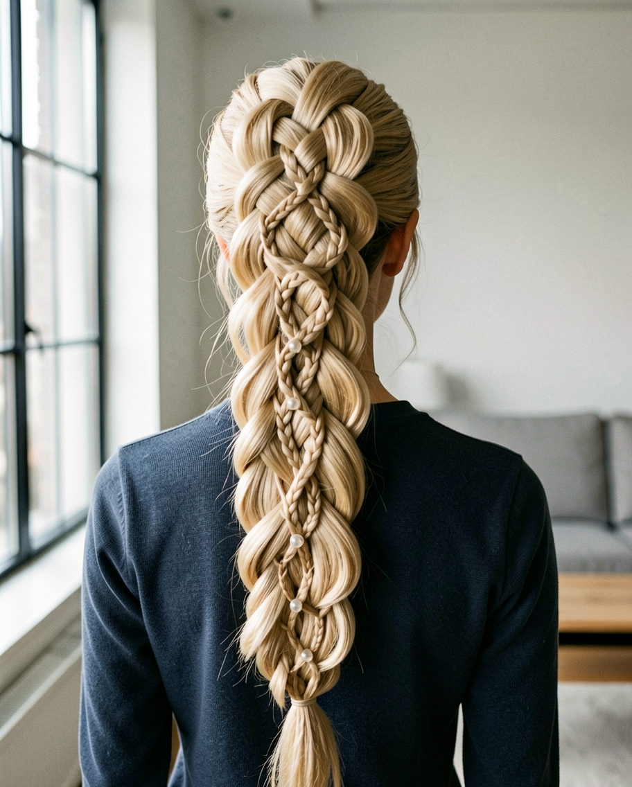 Nattes avec des Perles Prêtes au Combat