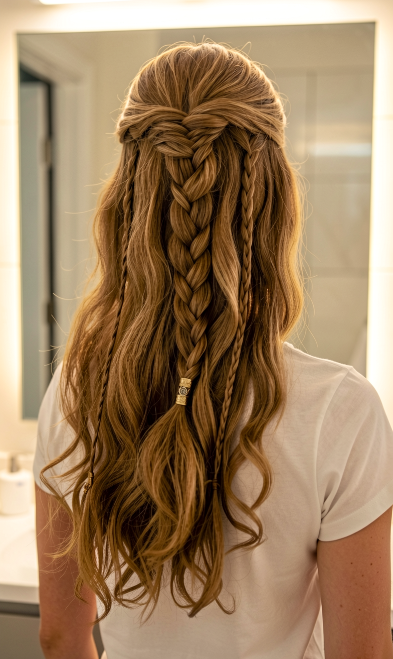 Fusion Tresse Épi et Ondulations