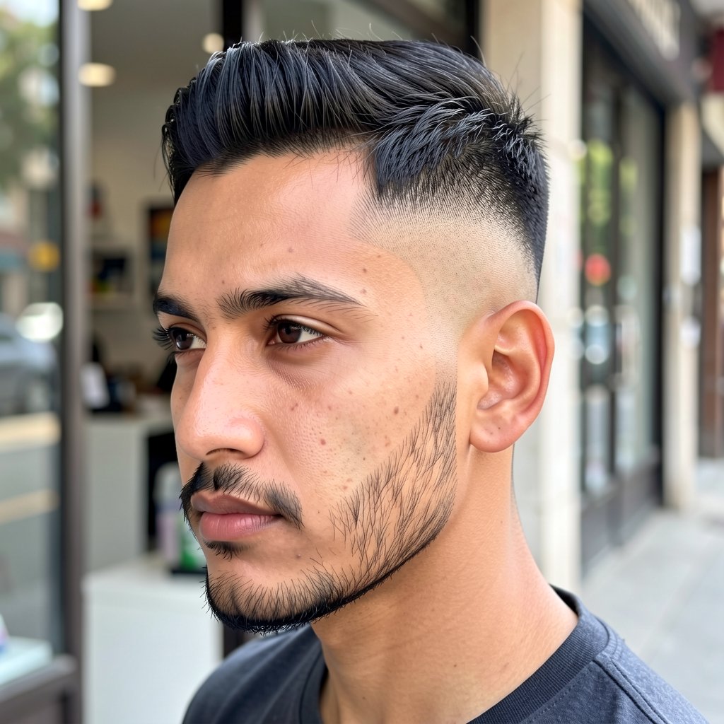 Faux Hawk con Barrido Lateral