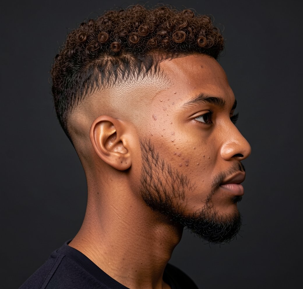 Faux Hawk Fade Rizado