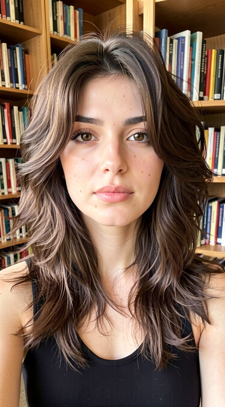 Long Layered Shag with Choppy Texture