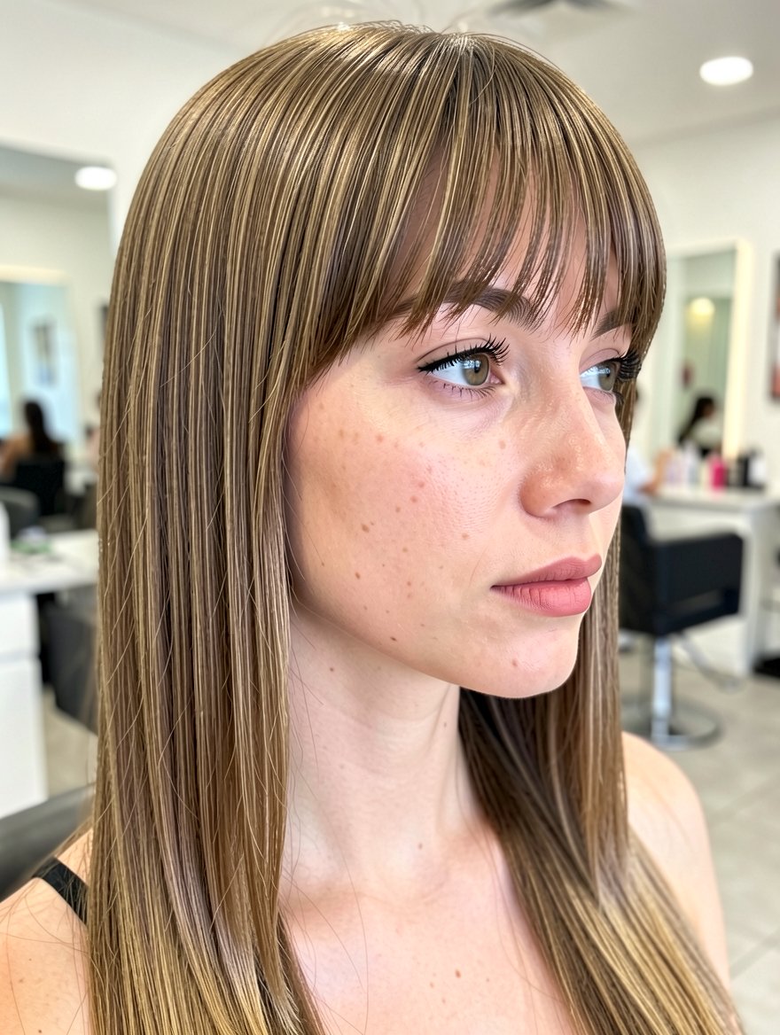 Pin-Straight with Curtain Bangs